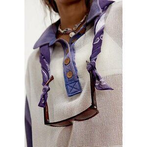 NWT Free People Sweetheart Bandana Paisley Purple White Scarf Wrap